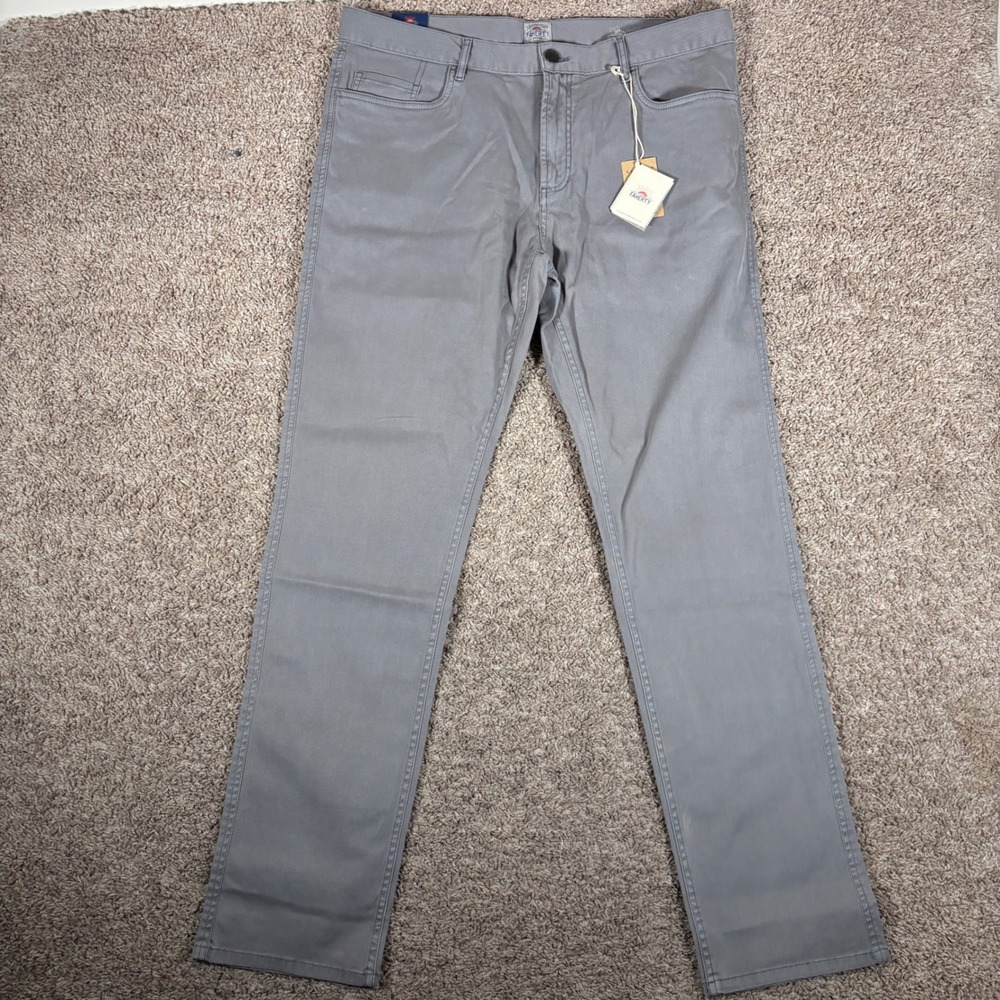 Faherty Comfort Twill 5-Pocket 2.0 Pants Rugged Grey Mens 36 MBC0010 NEW